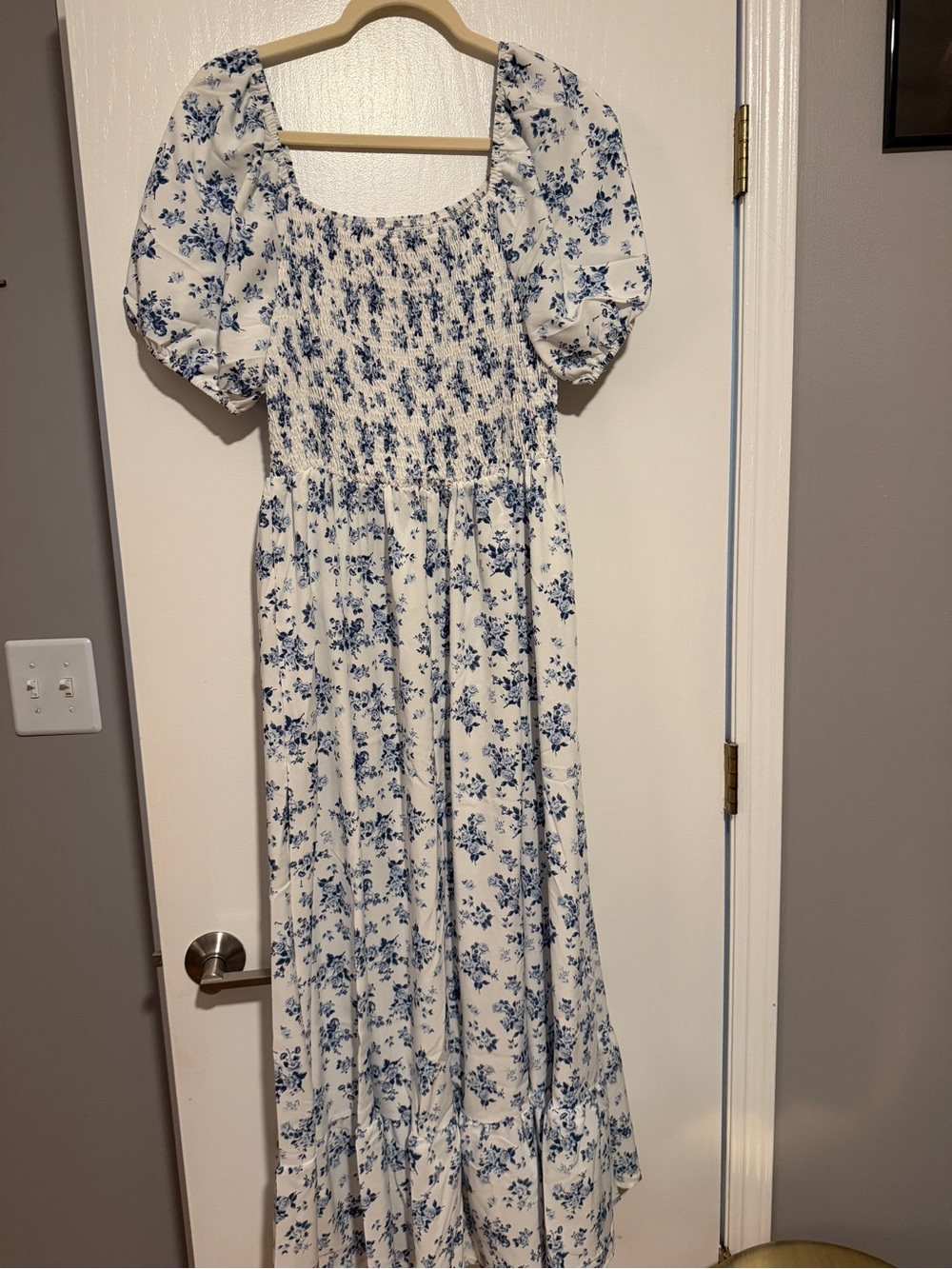 Blue Floral Sleeve Maxi Dress